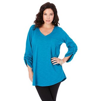 Roaman's Women's Plus Size Boyfriend Textured Tunic