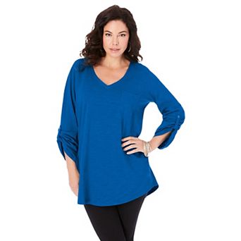 Roaman's Women's Plus Size Boyfriend Textured Tunic