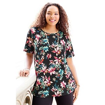 Catherines Women's Plus Size Petite Suprema Short Sleeve Scoopneck Tee