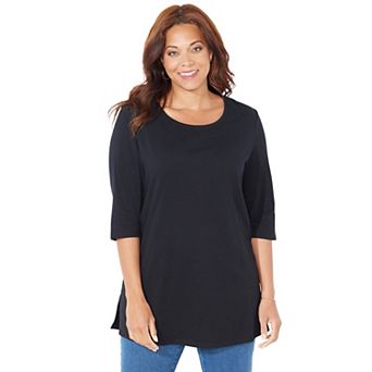 Catherines Women's Plus Size Easy Fit 3/4-Sleeve Scoopneck Tunic