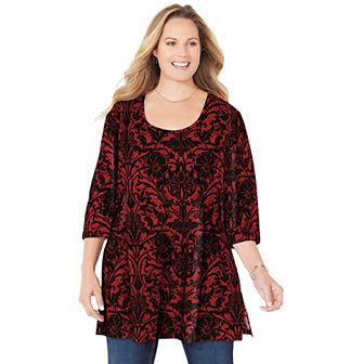 Catherines Women's Plus Size Easy Fit 3/4-Sleeve Scoopneck Tunic