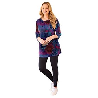 Catherines Women's Plus Size Easy Fit 3/4-Sleeve Scoopneck Tunic