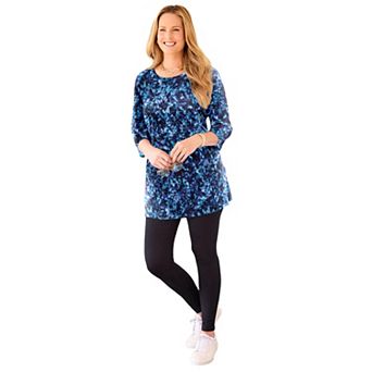 Catherines Women's Plus Size Easy Fit 3/4-Sleeve Scoopneck Tunic