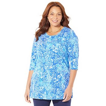 Catherines Women's Plus Size Easy Fit 3/4-Sleeve Scoopneck Tunic