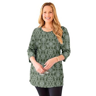 Catherines Women's Plus Size Easy Fit 3/4-Sleeve Scoopneck Tunic