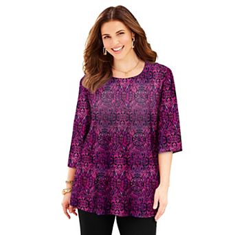 Catherines Women's Plus Size Easy Fit 3/4-Sleeve Scoopneck Tunic