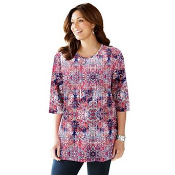 Catherines Women's Plus Size Easy Fit 3/4-Sleeve Scoopneck Tunic