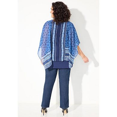 Catherines Women's Plus Size Dolman Sleeve Blouse And Tank Duet