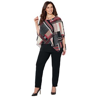 Catherines Women's Plus Size Dolman Sleeve Blouse And Tank Duet