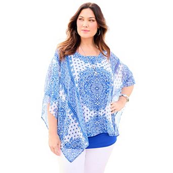 Catherines Women's Plus Size Dolman Sleeve Blouse And Tank Duet