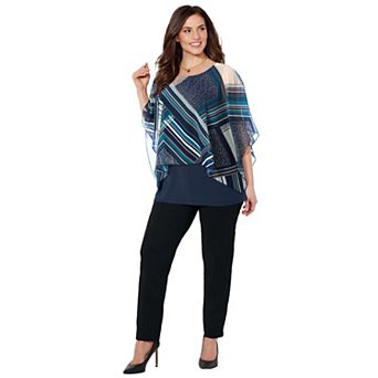 Catherines Women's Plus Size Dolman Sleeve Blouse And Tank Duet