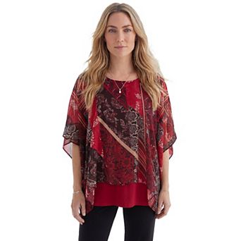 Catherines Women's Plus Size Dolman Sleeve Blouse And Tank Duet