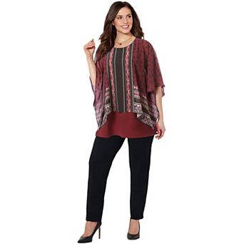 Catherines Women's Plus Size Dolman Sleeve Blouse And Tank Duet