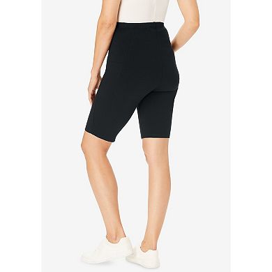 Woman Within Plus Size Stretch Cotton Pocket Bike Short