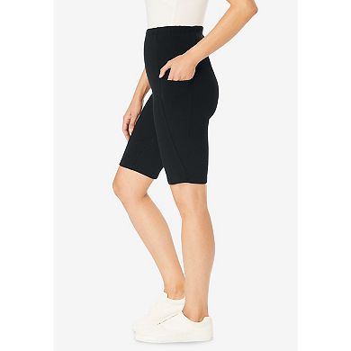 Woman Within Plus Size Stretch Cotton Pocket Bike Short
