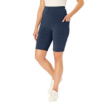 Woman Within Plus Size Stretch Cotton Pocket Bike Short