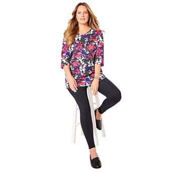 Catherines Plus Size Easy Fit 3/4-Sleeve V-Neck Tunic