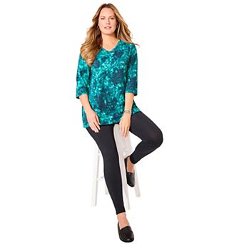 Catherines Plus Size Easy Fit 3/4-Sleeve V-Neck Tunic