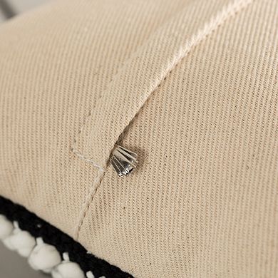 Handwoven Cotton Throw Pillow Cover with Embossed white dots on Black, without Filler