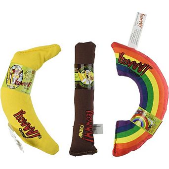 2-pack Yeowww! Organic Catnip 3-toy Variety Pack With Cigar, Banana, And Rainbow