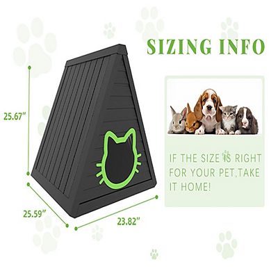 Cat House for Outdoor Weatherproof Shelter Cats Triangle Moisture and Odor Resistant