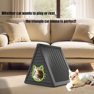 Cat House for Outdoor Weatherproof Shelter Cats Triangle Moisture and Odor Resistant