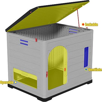 XLarge Durable Plastic Dog House for Big Dogs Indoor Outdoor Double-Layer Insulated Doghouse