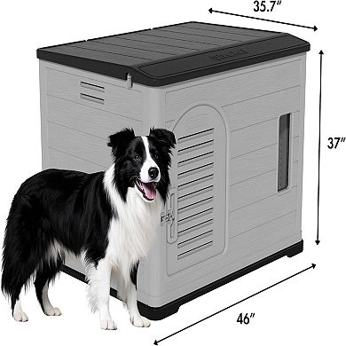 XLarge Durable Plastic Dog House for Big Dogs Indoor Outdoor Double-Layer Insulated Doghouse