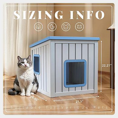 Pet House Indoor Outdoor Use Easy to Clean Durable Slanted Top Cat Bed Perfect for Cats or Dog