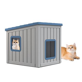 Pet House Indoor Outdoor Use Easy to Clean Durable Slanted Top Cat Bed Perfect for Cats or Dog
