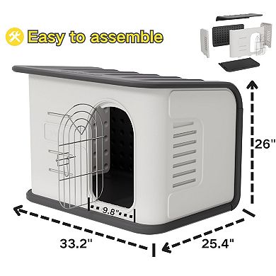 All-Weather HDPE Dog House for Dogs Quick Setup Durable​