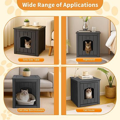 Outdoor Cat House Weatherproof Resin for Outdoor Cats, Durable Insulated Shelter for Garden Patio