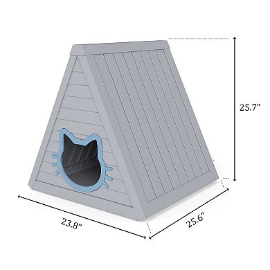 Cat House for Outdoor Weatherproof Shelter Cats Triangle Moisture and Odor Resistant