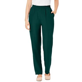 Woman Within Plus Size Petite Woven Hassle-Free Pull-On Pants