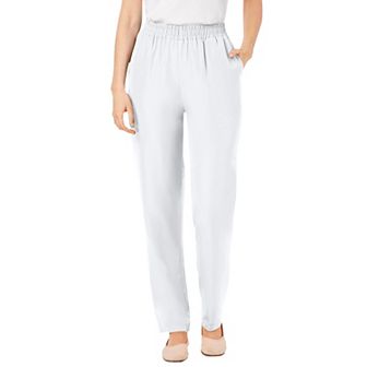 Woman Within Plus Size Petite Woven Hassle-Free Pull-On Pants