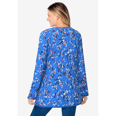 Woman Within Plus Size Waffle Thermal Sweatshirt