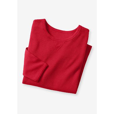 Woman Within Plus Size Long-Sleeve Crewneck Soft Waffle Knit Thermal Shirt