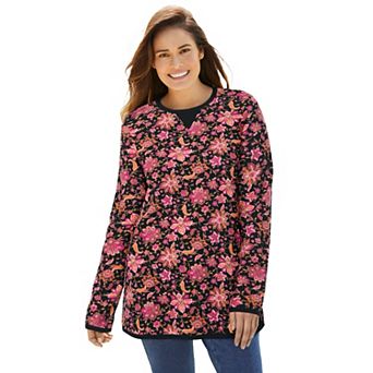 Woman Within Plus Size Waffle Thermal Sweatshirt