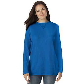 Woman Within Plus Size Ultra Soft Waffle Thermal Sweatshirt