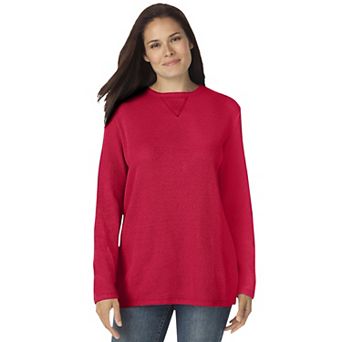 Woman Within Plus Size Ultra Soft Waffle Thermal Sweatshirt