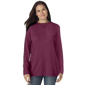 Woman Within Plus Size Ultra Soft Waffle Thermal Sweatshirt