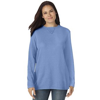 Woman Within Plus Size Ultra Soft Waffle Thermal Sweatshirt