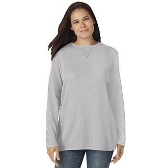 Woman Within Plus Size Ultra Soft Waffle Thermal Sweatshirt