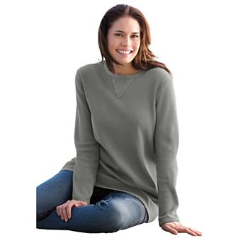 Woman Within Plus Size Ultra Soft Waffle Thermal Sweatshirt