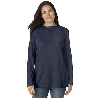Woman Within Plus Size Ultra Soft Waffle Thermal Sweatshirt