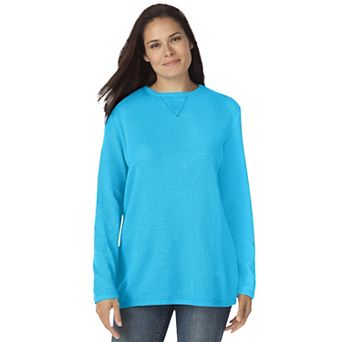 Woman Within Plus Size Ultra Soft Waffle Thermal Sweatshirt
