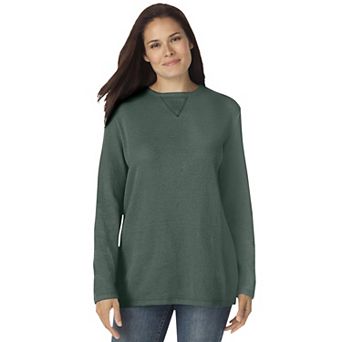Woman Within Plus Size Ultra Soft Waffle Thermal Sweatshirt