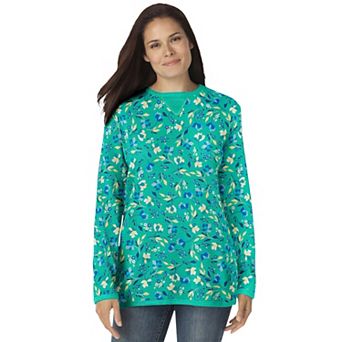 Woman Within Plus Size Long-Sleeve Crewneck Soft Waffle Knit Thermal Shirt