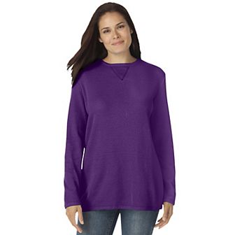 Woman Within Plus Size Waffle Thermal Sweatshirt