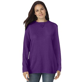 Woman Within Plus Size Ultra Soft Waffle Thermal Sweatshirt